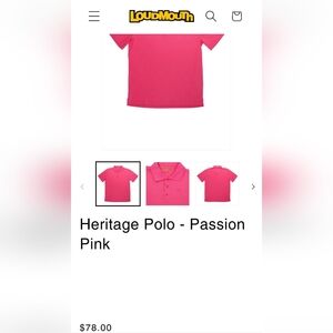 Loudmouth men's fushia short sleeve polo shirt sz large polyester performance